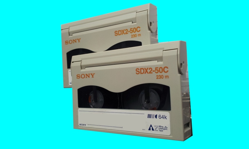 A pair of AIT2 SDX2-50C Sony tape cartridges that had files saved to them using Veritas Backup Exec software. The data was being restored to a USB hard drive.