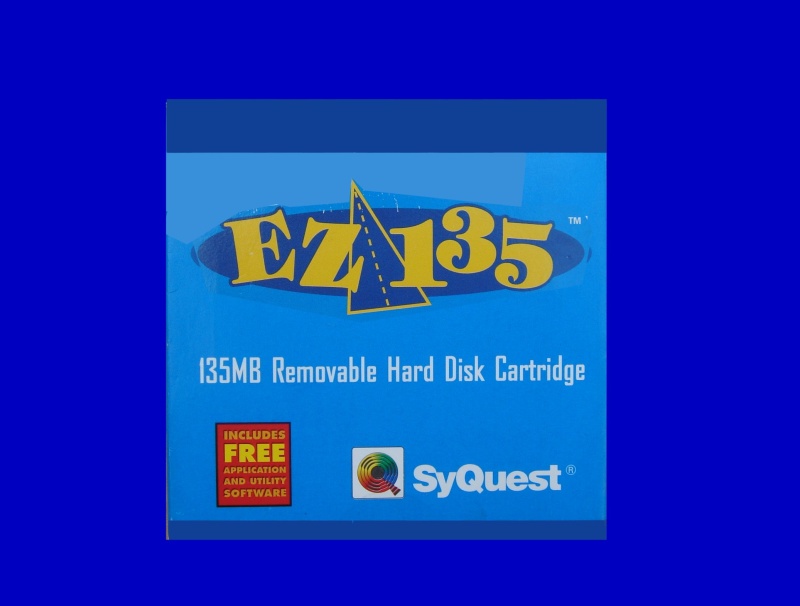 A Syquest EZ135 135mb disk with archive files ready for transfer to CD or USB.