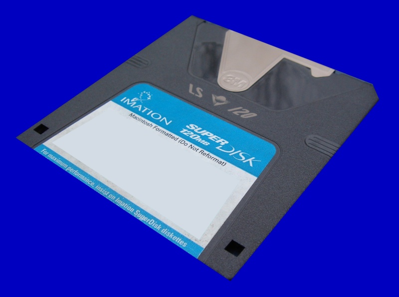 A SuperDisk ready for file transfer.