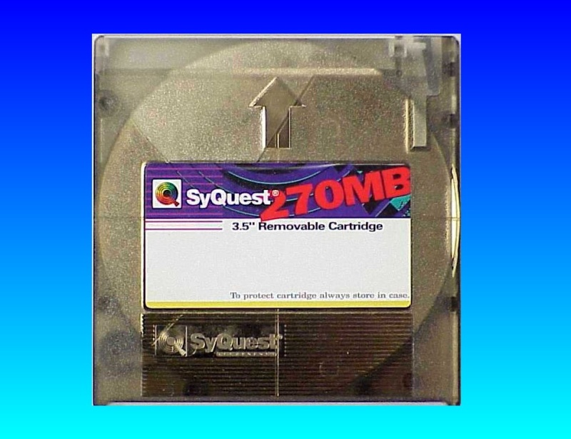 A Syquest 270mb disk. They also made the 105MB disk cartridge. This one was sent to us for transfer to CD.