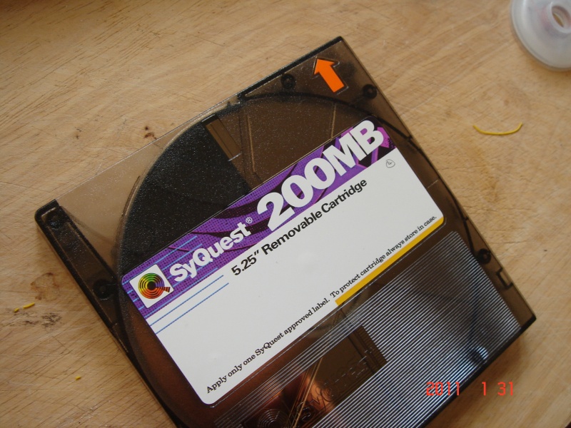 A Syquest 200mb cartridge disk ready for file transfer.