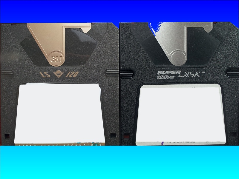 A pair of Superdisks 120mb for transfer to cd.