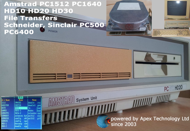 We transfer files from Hard Drives found in Amstrad PC PC3086 PC1512 and PC1640 HD10 HD20 HD30 8bit SCSI disks,the PC6400, Schneider, and Sinclair PC500