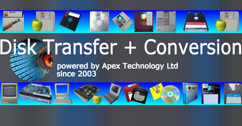 Disk Transfer from many types of disks includes MO, Optical, UDO, Floppy, Syquest, Jaz, Zip, Rev, Superdisk and Tapes. File Conversions and On-Site work undertaken