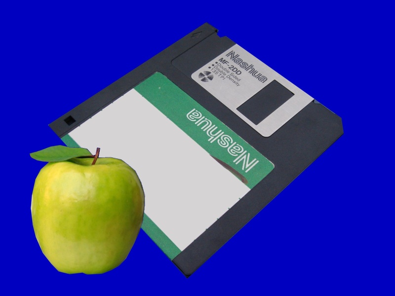 A Floppy disk containing Mac Clarisworks for conversion to Windows.