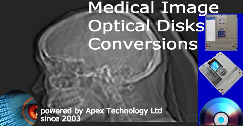 Dicom and Angiogram MO Optical Disk Conversions.