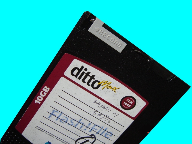 A Tecmar Ditto Max tape cartridge cassette that needed data recovering. Ditto tapes are also made by Iomega.