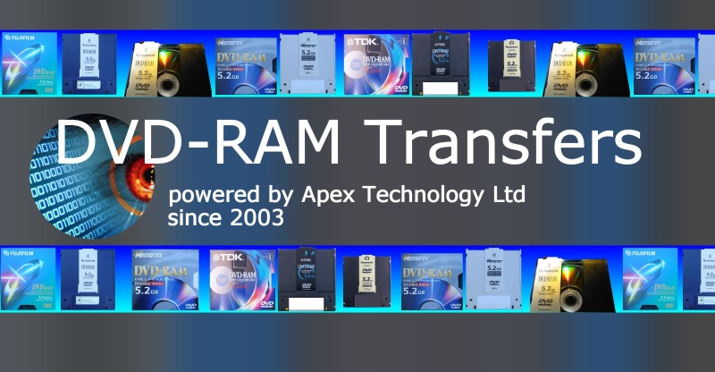 DVD-RAM disks of all types mini DVD-RAM, Cartridge Caddy disks for conversion to normal DVD or having their data files transferred to hard disk drive.