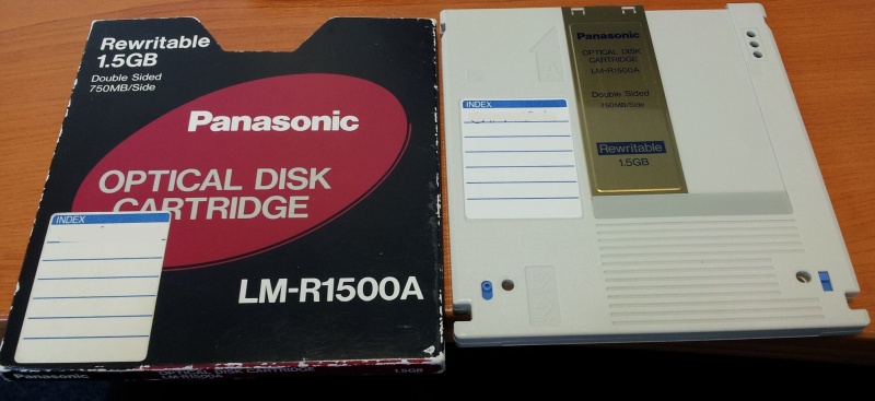 Panasonic LM-R1500A Disk used in the Panasonic Filing System awaiting conversion to DVD