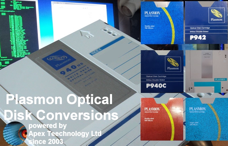 Plasmon Optical Disk Cartridges File Transfer, Data Recovery and Conversions.