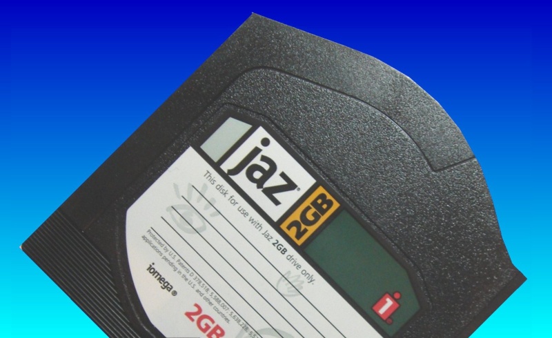 A 2GB Jaz disk made by Iomega. This disc type is sent to us quite often for file transfer.