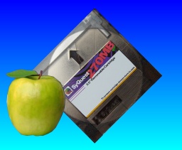 A Syquest disk that has been used in an Apple Mac. This particular disk is 230mb as used in the EZFlyer drives. 