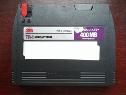 A Travan TR1 tape by 3M that was used on a Windows 95 computer and needed files transferring to CD. These days most customers want them transferring to a USB drive instead.