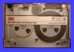 A Unix tape that was made by 3M, model DC6150. This QIC-150 cartridge held CAD drawings that needed to be extracted and saved to a CD.