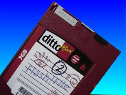 An example Ditto Max tape including Flash-File. These are made by Tecmar and Iomega and need to be read or transferred to modern media as the tape drives and software is no longer made.